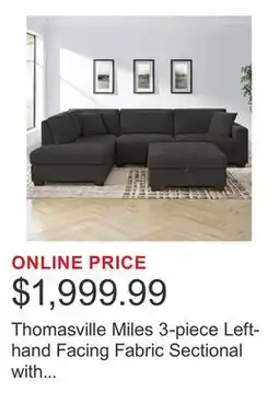 Costco Thomasville Miles 3-piece Left-hand Facing Fabric Sectional with Storage Ottoman offer