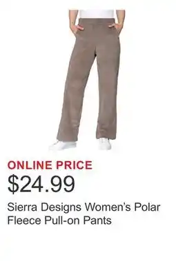 Costco Sierra Designs Women's Polar Fleece Pull-on Pants offer
