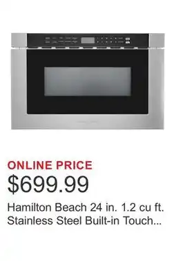 Costco Hamilton Beach 24 in. 1.2 cu ft. Stainless Steel Built-in Touch Screen Drawer Microwave offer