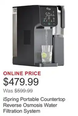 Costco iSpring Portable Countertop Reverse Osmosis Water Filtration System offer
