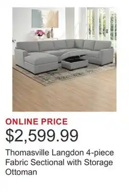 Costco Thomasville Langdon 4-piece Fabric Sectional with Storage Ottoman offer