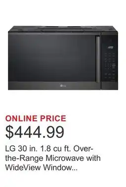 Costco LG 30 in. 1.8 cu ft. Over-the-Range Microwave with WideView Window and ThinQ Technology, 300 CFM offer