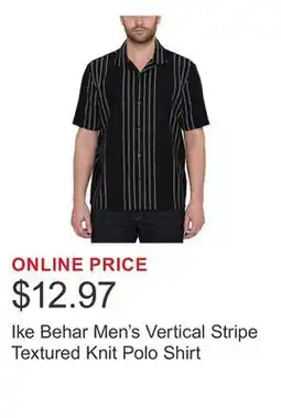 Costco Ike Behar Men's Vertical Stripe Textured Knit Polo Shirt offer
