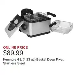 Costco Kenmore 4 L (4.23 qt.) Basket Deep Fryer, Stainless Steel offer