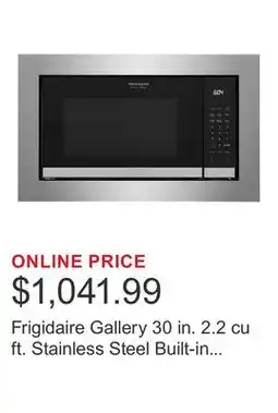 Costco Frigidaire Gallery 30 in. 2.2 cu ft. Stainless Steel Built-in Microwave with Trim Kit offer