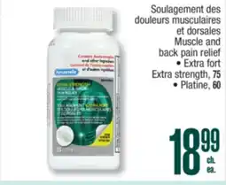 Jean Coutu Muscle and back pain relief, Extra fort Extra strength, 75, Platine, 60 offer
