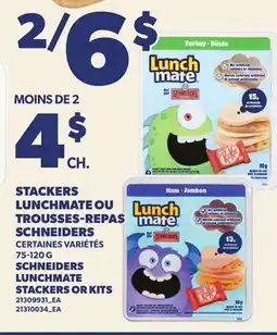 Provigo STACKERS LUNCHMATE OU TROUSSES-REPAS SCHNEIDERS, 75-120 G | SCHNEIDERS LUNCHMATE STACKERS OR KITS offer