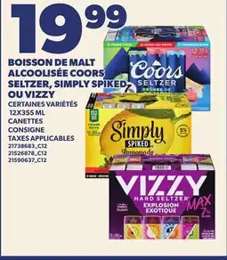 Provigo BOISSON DE MALT ALCOOLISÉE COORS SELTZER, SIMPLY SPIKED OU VIZZY offer