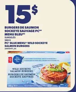 Provigo BURGERS DE SAUMON SOCKEYE SAUVAGE PC MENU BLEU, 568 G | PC BLUE MENU WILD SOCKEYE SALMON BURGERS offer