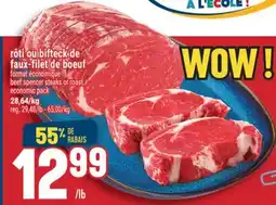 Marché Adonis RÔTI OU BIFTECK DE FAUX-FILET DE BOEUF | BEEF SPENCER STEAKS OR ROAST offer