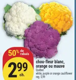 Marché Adonis chou-fleur blanc, orange ou mauve | white, purple or orange cauliflower offer