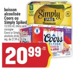 Marché Adonis boisson alcoolisée Coors ou Simply Spiked | Coors or Simply Spiked alcoholic drink offer