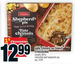 Super C pâté chinois au boeuf Irrésistible | Irresistible beef shepherd's pie offer