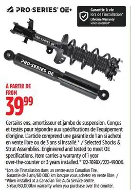 Canadian Tire Selected Shocks & Strut Assemblies offer