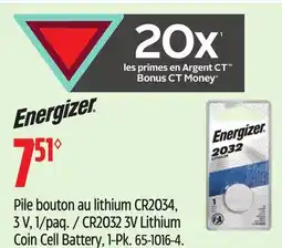 Canadian Tire Energizer CR2032 3V Lithium Coin Cell Battery offer