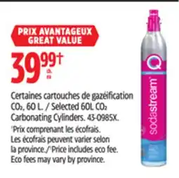 Canadian Tire Selected Sodastream 60L CO₂ Carbonating Cylinders offer