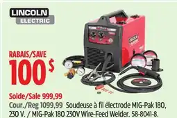 Canadian Tire Lincoln MIG-Pak 180 230V Wire-Feed Welder offer