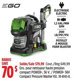 Canadian Tire EGO POWER+ 56V Compact Pressure Washer Kit offer
