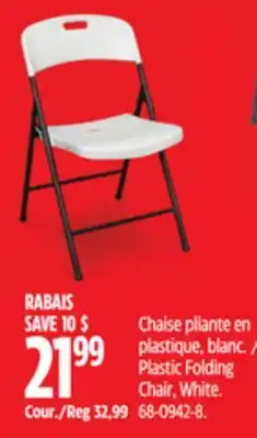 Canadian Tire Plastic Folding Chair, White offer