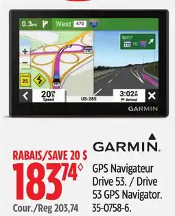 Canadian Tire GARMIN Drive 53 GPS Navigator offer