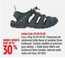 Canadian Tire Eddie Bauer Hikers and Outbound Shore Sandal offer