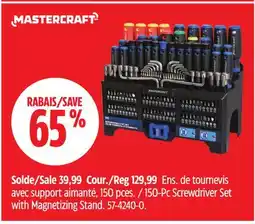Canadian Tire Mastercraft 150-Pc Screwdriver Set with Magnetizing Stand offer