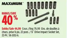Canadian Tire Maximum 1⁄2˝ Drive Impact Socket Set, 22-Pc offer