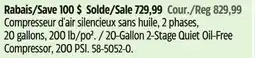 Canadian Tire DEWALT 20-Gallon 2-Stage Quiet Oil-Free Compressor, 200 PSI offer