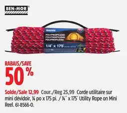 Canadian Tire Ben-Mor 1⁄4˝ x 175´ Utility Rope on Mini Reel offer