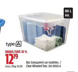 Canadian Tire Clear Wheeled Tote offer