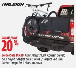 Canadian Tire Raleigh Tailgate Pad Bike Carrier. Straps for 5 bikes offer
