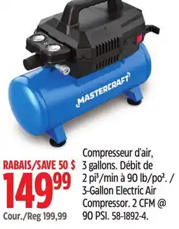 Canadian Tire Mastercraft 3-Gallon Electric Air Compressor offer