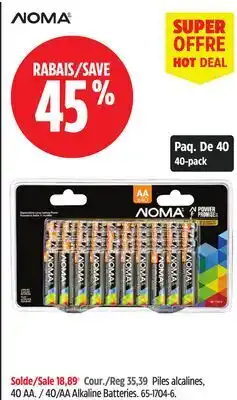 Canadian Tire 40/AA Alkaline Batteries offer