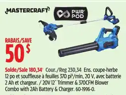 Canadian Tire Mastercraft 20V 12 Trimmer & 370CFM Blower Combo with 2Ah Battery & Charger offer