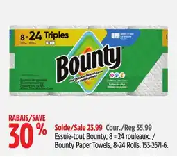 Canadian Tire Bounty Paper Towels, 8=24 Rolls offer