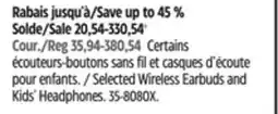Canadian Tire Selected Wireless Earbuds and Kids' Headphones offer
