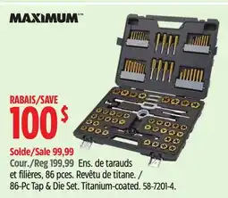 Canadian Tire Maximum 86-Pc Tap & Die Set. Titanium-coated offer