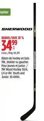 Canadian Tire Sherwood 19K Wood Hockey Stick, LH or RH offer