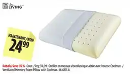 Canadian Tire For Living Ventilated Memory Foam Pillow with Coolmax offer