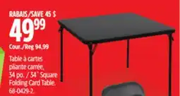 Canadian Tire For Living 34˝ Square Folding Card Table offer