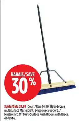 Canadian Tire Mastercraft 24˝ Multi-Surface Push Broom with Brace offer