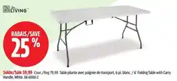 Canadian Tire For Living 6´ Folding Table with Carry Handle offer