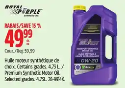 Canadian Tire Premium Synthetic Motor Oil. Selected grades offer