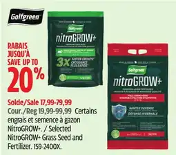 Canadian Tire Selected Golfgreen NitroGROW+ Grass Seed and Fertilizer offer