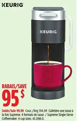 Canadian Tire Keurig Supreme Single-Serve Coffeemaker offer