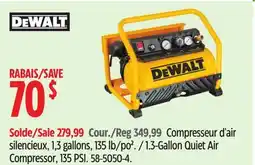 Canadian Tire Dewalt 1.3-Gallon Quiet Air Compressor, 135 PSI offer
