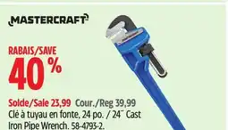 Canadian Tire Mastercraft 24˝ Cast Iron Pipe Wrench offer