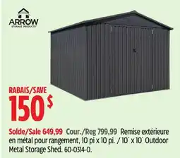 Canadian Tire ARROW 10´ x 10´ Outdoor Metal Storage Shed offer