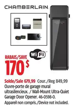Canadian Tire Chamberlain Wall-Mount Ultra-Quiet Garage Door Opener offer