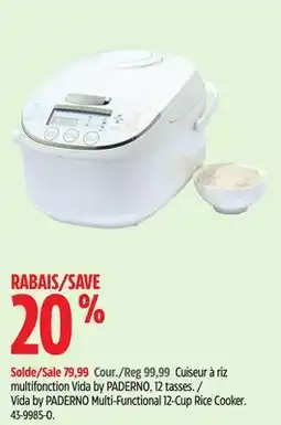 Canadian Tire Vida by PADERNO Multi-Functional 12-Cup Rice Cooker offer